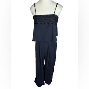 Parker Navy Jumpsuit with Crochet Detail